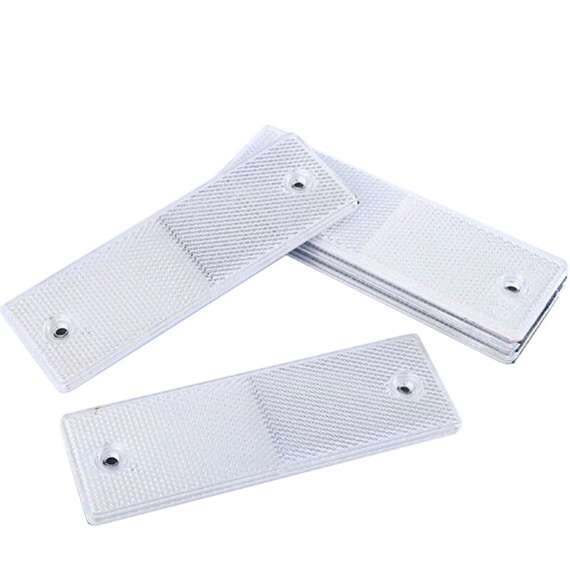 1Pcs Truck Motorfiets Lijm Rechthoek Plastic Reflector Reflecterende Waarschuwing Plaat Stickers Veiligheid Teken Rood/Wit