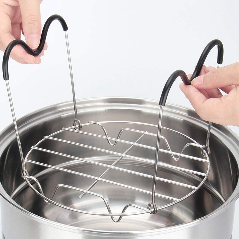 Steamer Rack Trivet with Handles Compatible Stainless Steam Rack Pressure Cooker Trivet for Easy Chicken Pot Removal