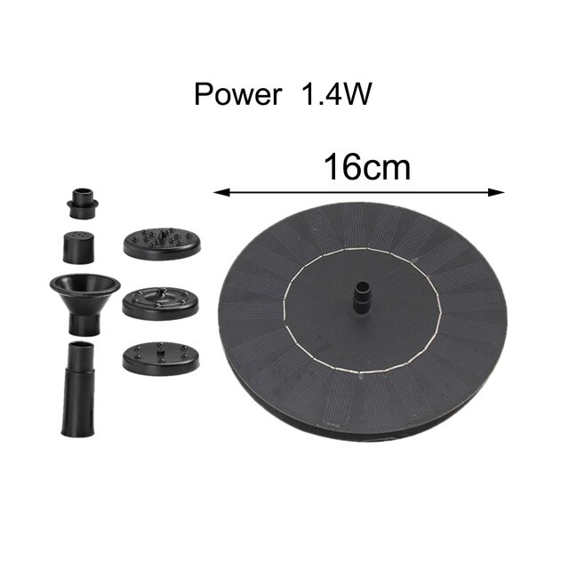 Floating Solar Fountain Garden Waterfall Fountain Pool With Solar-Battery 2.5W Panel Kit Heads Garden Decor: 16CM with Battery