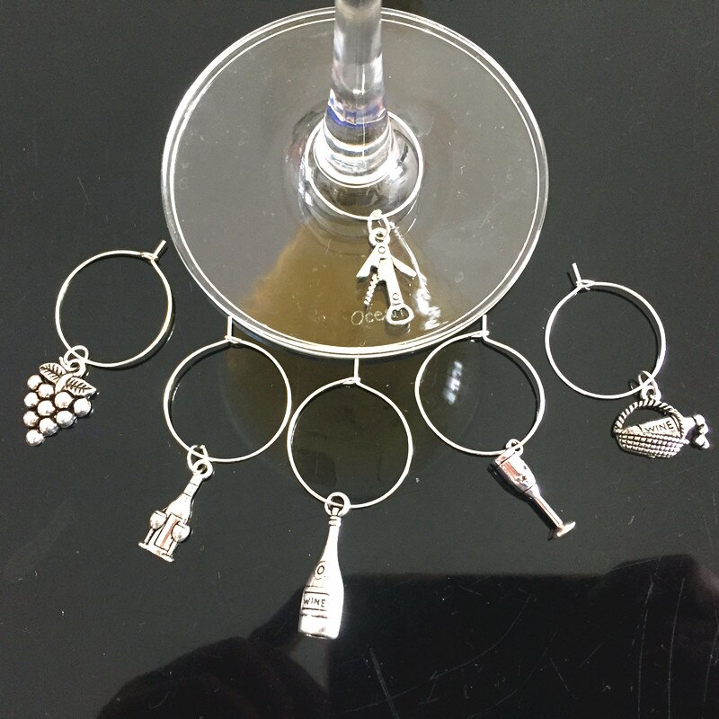 Wijn charms 6 stks Wijnglas Charmes Ringen Marker Christmas Party Bar Tafel Decoraties Kerstcadeau