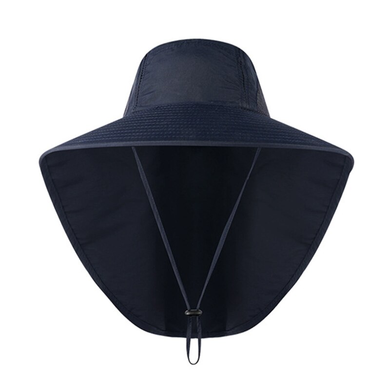 Men Boonie Hat Sun Protection Wide Brim Sun Hat Men Boonie Hat with Neck Rope UV Protection Hat Wide Brim Mesh Hole Cool: Black