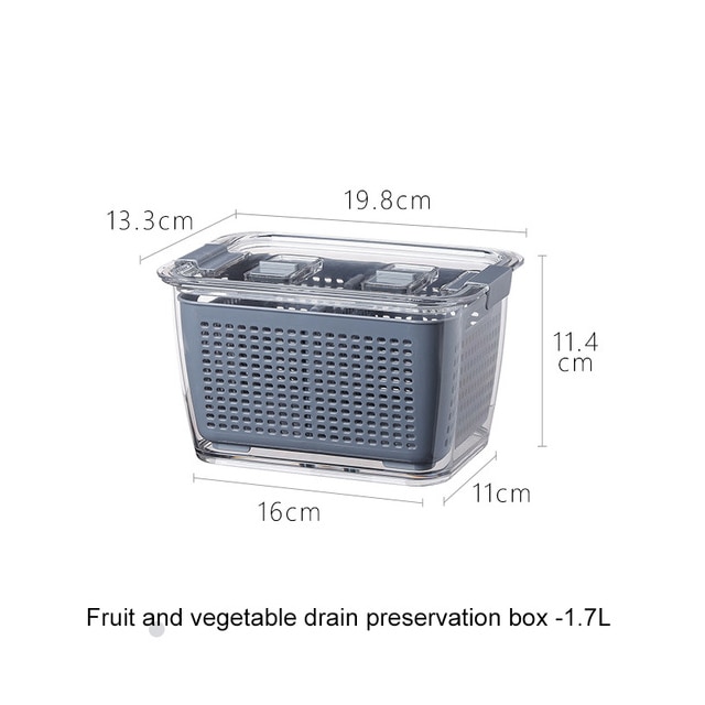 Keuken plastic opbergdoos vershouddoos koelkast fruit groente afdruiprek groentelade keuken opbergdozen met deksel: M