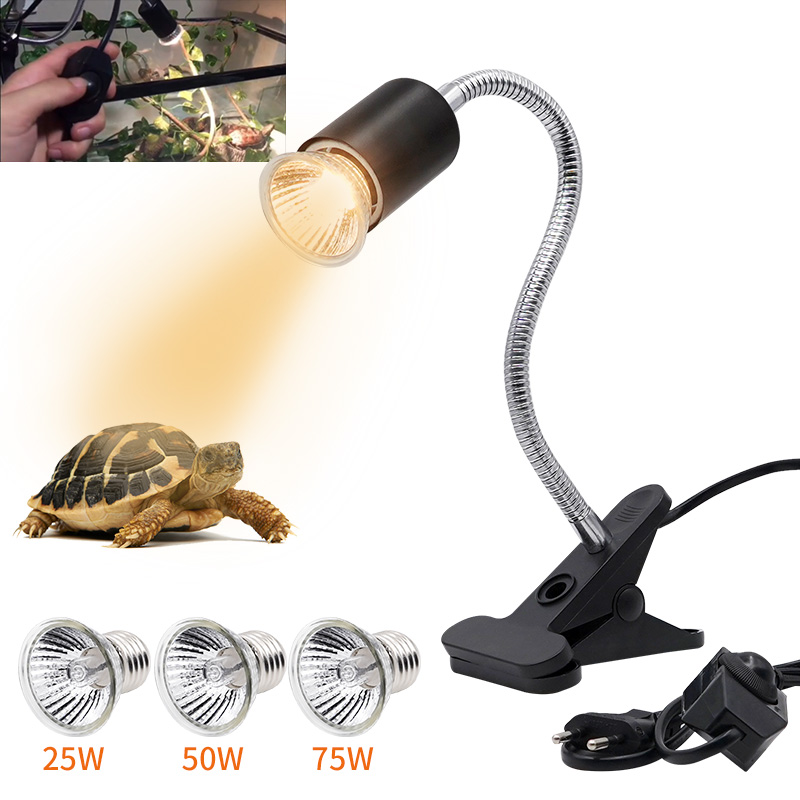Uva/uvb E27 Pet Reptile Aquarium Heat Lamp Clip-On Bulb Adjustab Holder Tortoises Basking Uv Heating Lamp Kit for Lizard Turtle