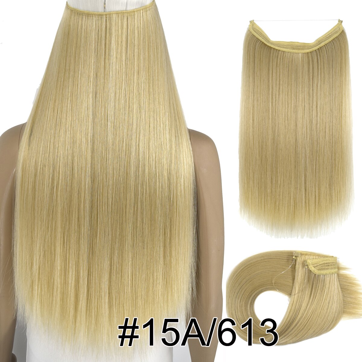 Topreety Halo Hair Extensions Onzichtbare Elastische Draad Verborgen Haarstukken Geen Clip Hittebestendige Synthetische Vezel TPYLS90: 15A-613