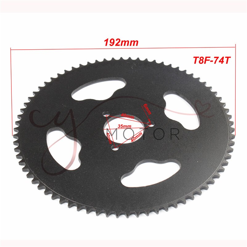 38 44 54 64 74 tand 38t 44t 54t 64t 74t t8f 35mm baghjul mini moto atv quad dirt pit pocket bike cross 47cc 49cc dele: T8f-35mm-74t