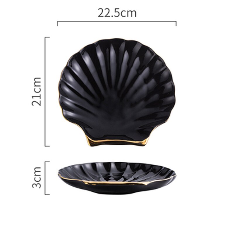 Light luxury Phnom Penh ceramic plate shell plate net celebrity restaurant ceramic tableware Nordic set plate cooking p: A