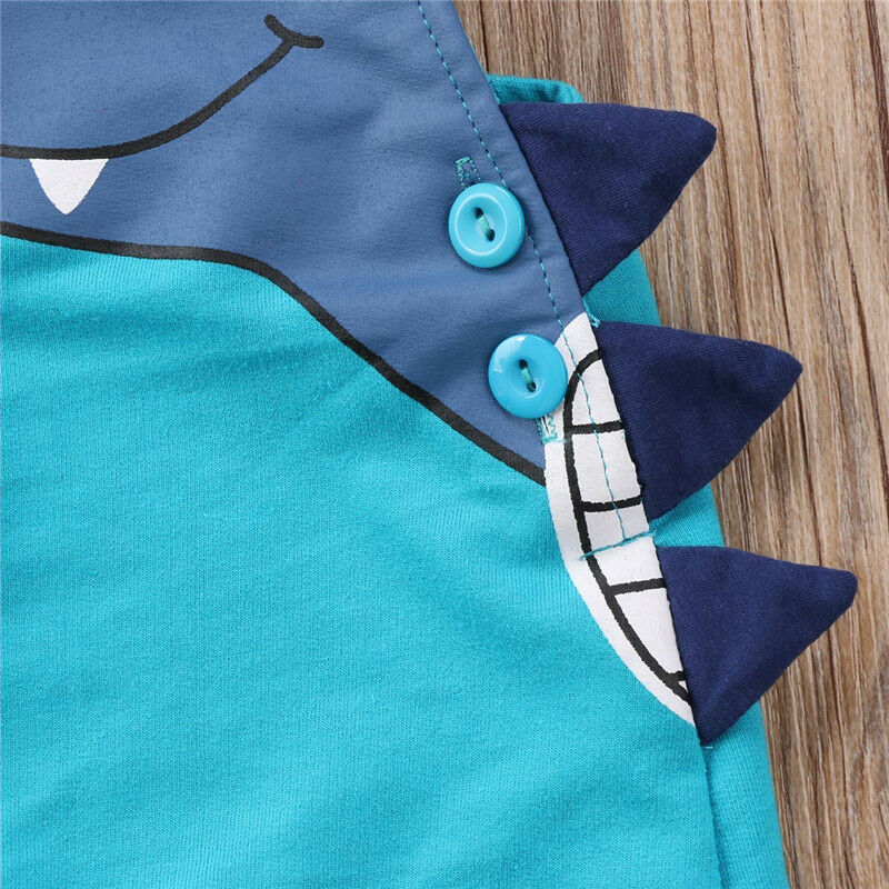 Infant Baby Boy Girl Clothes Sleeveless Cartoon Costume Dinosaur Romper Button Jumpsuit Outfit Set