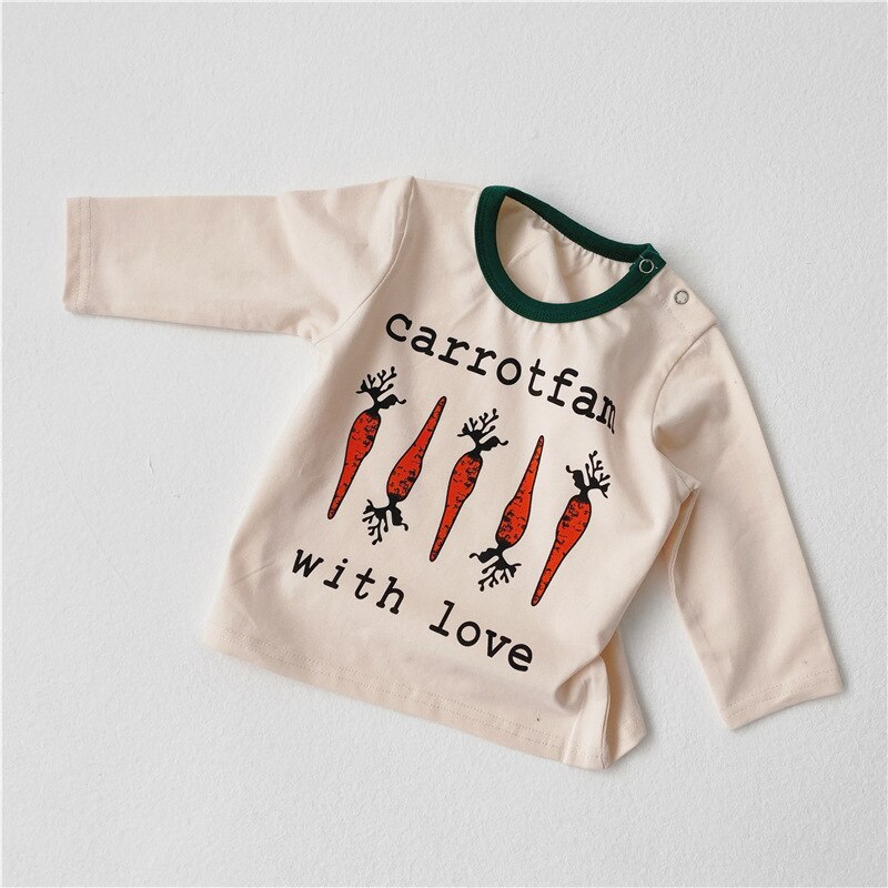 Ins Newborn Sleep Set Long Sleeve Baby Clothes Korean Autumn Carrot Letter Baby Boys Girls Pyjama Toddler Nightgown Suit