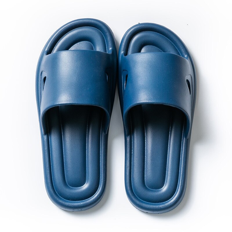 Antislip Mannen Slippers Badkamer Douche Slippers Voor Vrouwen Slides Sandalen Eva Zachte Slip Op Platte Slippers strand Zomer Schoenen: Marineblauw / 42-43(feet 41-42)