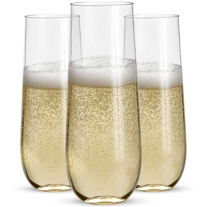 24 stemless muovi samppanjalasit  - 9 oz muovi samppanjalaseja selvää särkymätön paahtamisen lasit kertakäyttöinen häät