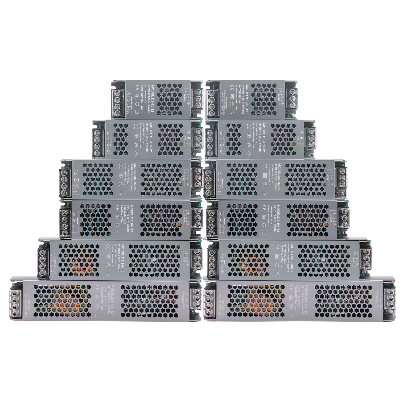 12 Volt Power Supply Lighting Transformer AC180-250V To DC 12V 24V Power Source Adapter For Led Strip 60W-400W LED Driver