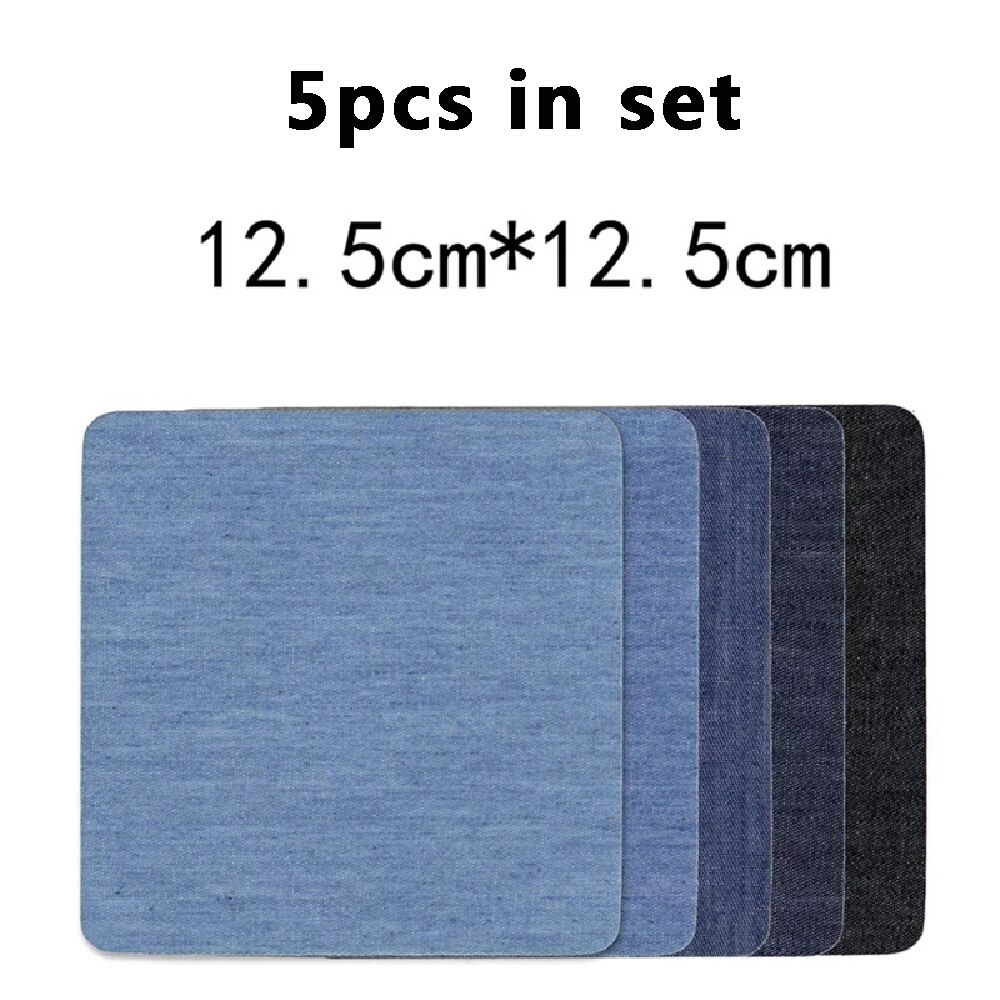 Parches de mezclilla para planchar, parches de coderas para pantalones vaqueros, ropa y pantalones vaqueros, tela de costura, DIY, 10 o 5 uds.: 5pcs 12.5 x 12.5cm