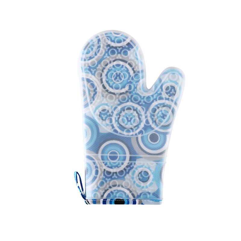 Heat Resistant Silicone Gloves Oven Mitts With Cotton Lining Non-Slip Cooking Grill Glove Oven Pot Holder Kitchen Baking Gloves: 1Pcs Blue Dot