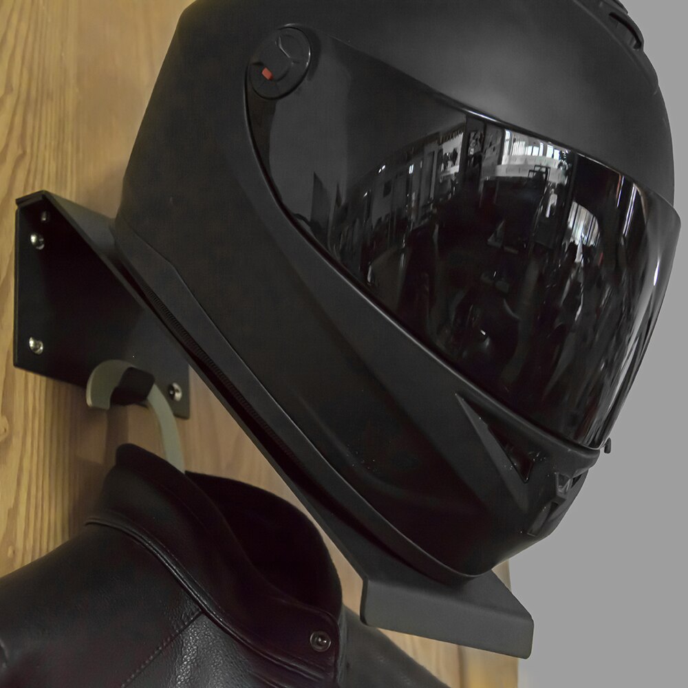 Universel vægmontering motorcykel hjelmholder krogjakkeposer rackbøjler dobbeltkrog pulverlakeret hjelmvægbeslag