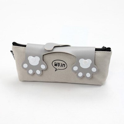Estuche de lápices Kawaii de lona con almohadilla de gato, Estuches escolares grandes con cremallera, caja de lápices estuche, artículos para la mochila del colegio, papelería, 1 Uds.: HuiSe