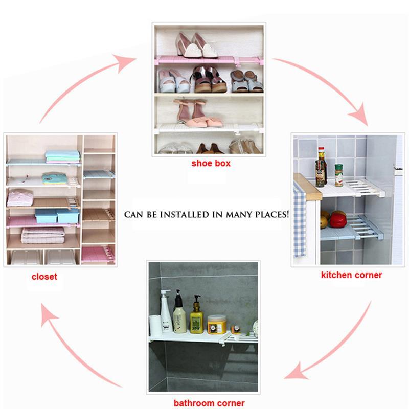 Adjustable Closet Organizer Storage Shelf Wall Mounted Kitchen Rack Space Saving Wardrobe Decorative Shelves Cabinet Holders
