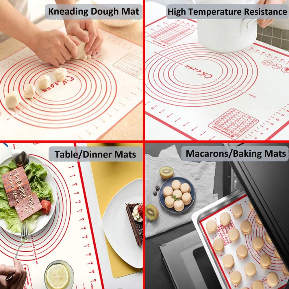 Silikon bakmatta 60*40cm non stick kakabakmatta med mätning pizza fondant rullande deg bakeware tillbehör mycket