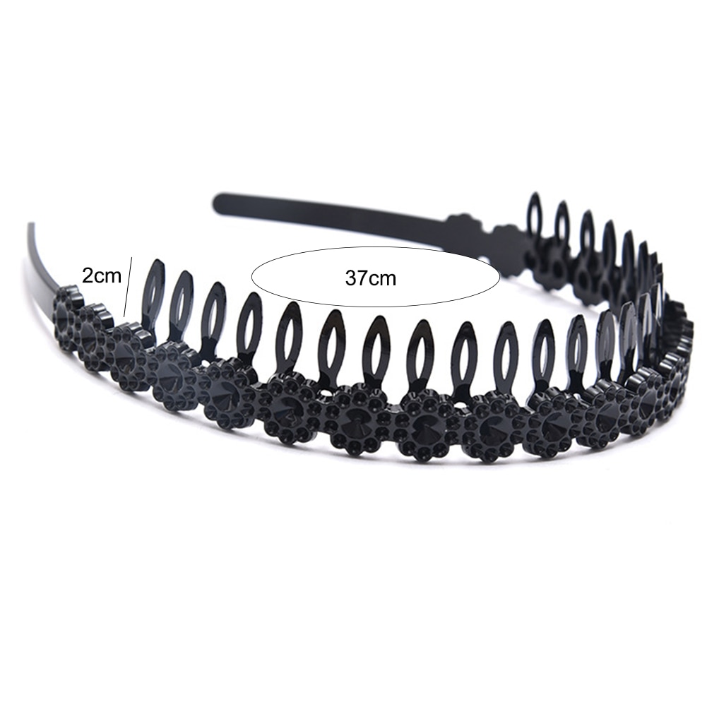 Serre-tête élastique en métal dur, 1 pièce, noir uni, extensible, fin, serre-tête, fermoir, peigne, couronne de dents