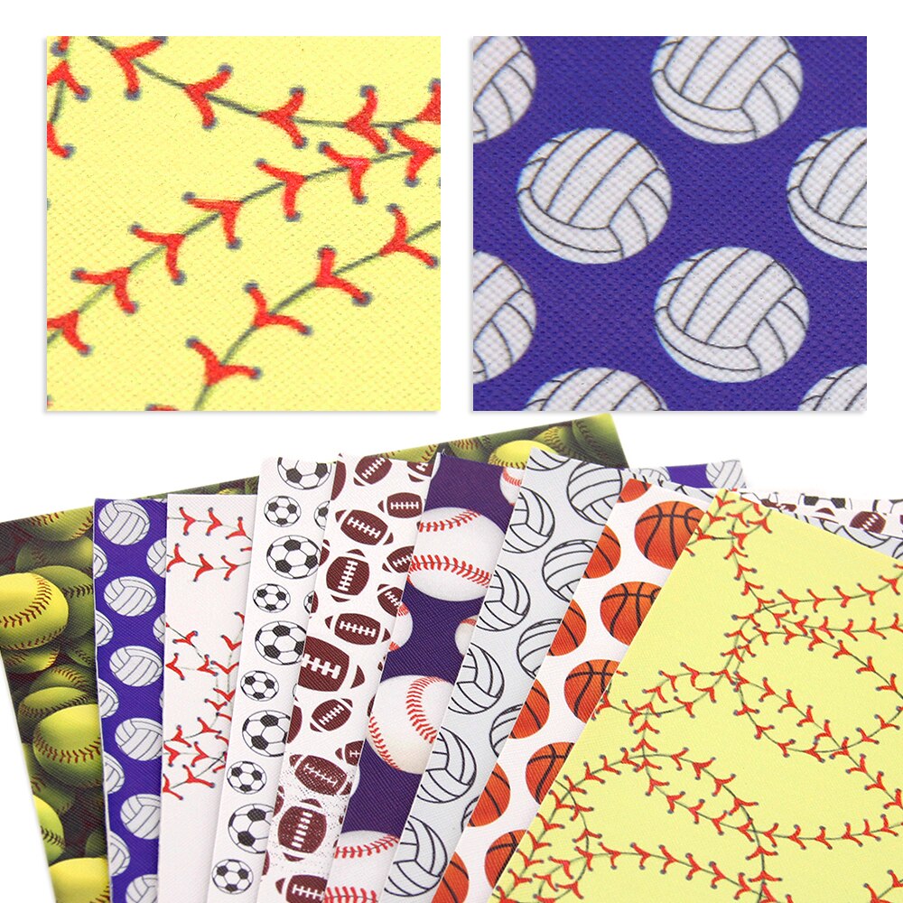 Fjärde juli ball tryckt konstläder tyg ark syntetiskt läder set, gör det själv handgjorda material för väska hantverk ,1 yc 6104