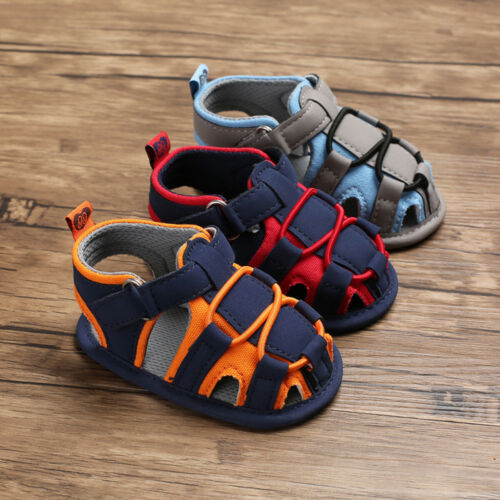 Mærke sommer toddler nyfødt baby dreng sandaler bløde vandresko patchwork hule prewalker sandaler 0-18m us