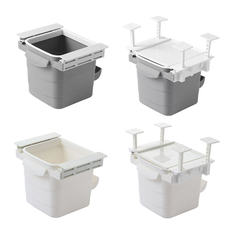 Retractable Plastic Trash Can Kitchen Hidden Waste Bin Cabinet Door Hanging Garbage Can Office Cleaning Tool Waste Sorting E5