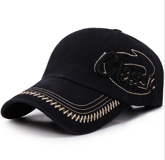 2020 nuovo unisex berretto da baseball ricamato, stile semplice, regolabile lavaggio vecchio cappello da cowboy in estate: Black