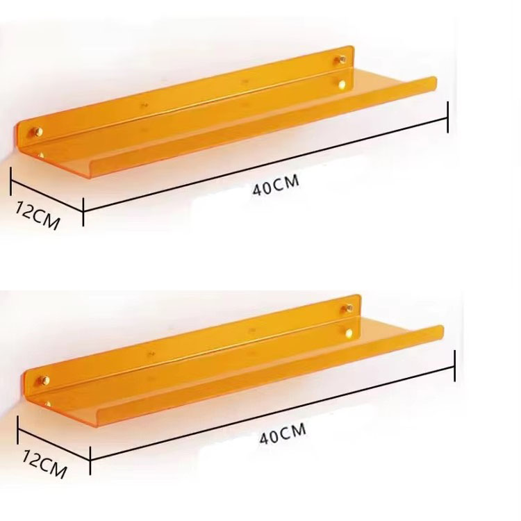 Estante de almacenamiento de acrílico montado en la pared para baño, organizador de cocina, estantes de exhibición, estante de pared decorativo sin perforaciones: Marfíl