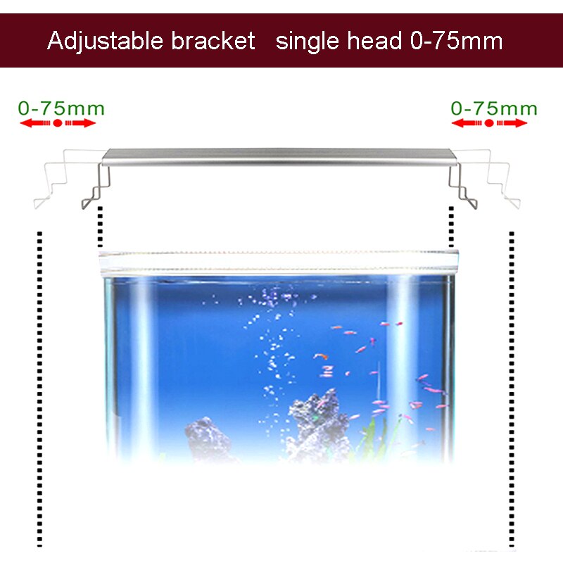 Aquarium Led Licht, Hoge Aluminium Legering Materiaal 20-75Cm, hoge Lichtdoorlatendheid Aquatische Plantengroei Led Beugel Licht
