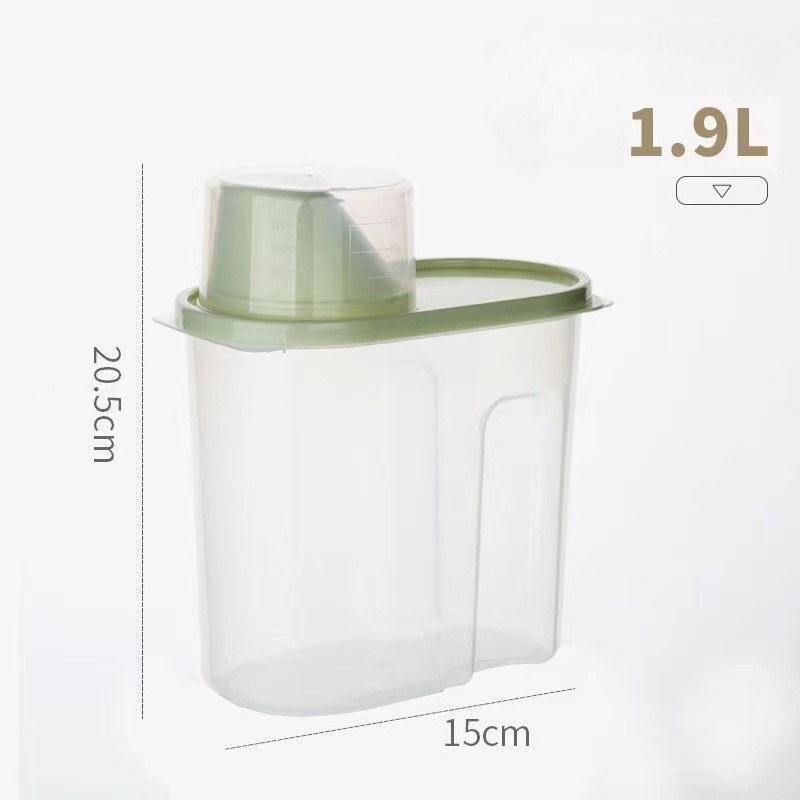 2.5/1.9l Plastic Voorraadtank Met Maatbeker Vochtbestendige Verzegelde Pot Accessoires Voor Dierbenodigdheden: Army Green