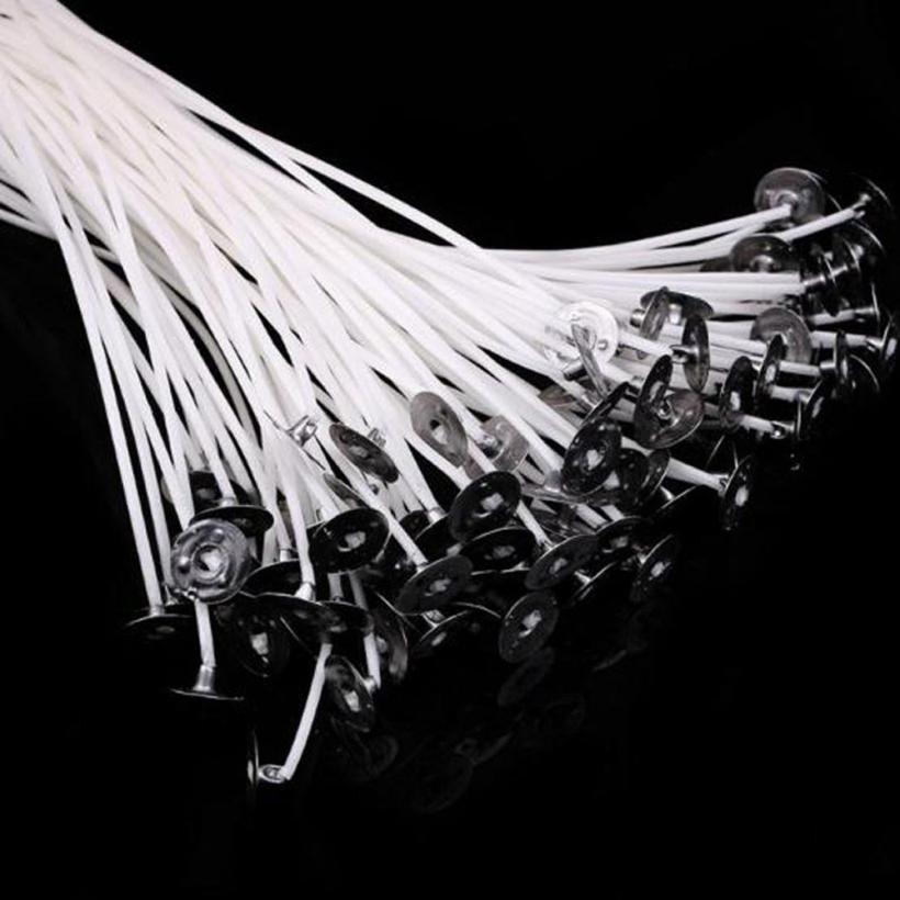 Pack 100 Pre Waxed Candle Wicks for Candle Making With Sustainers 12cm Long 50p: Default Title