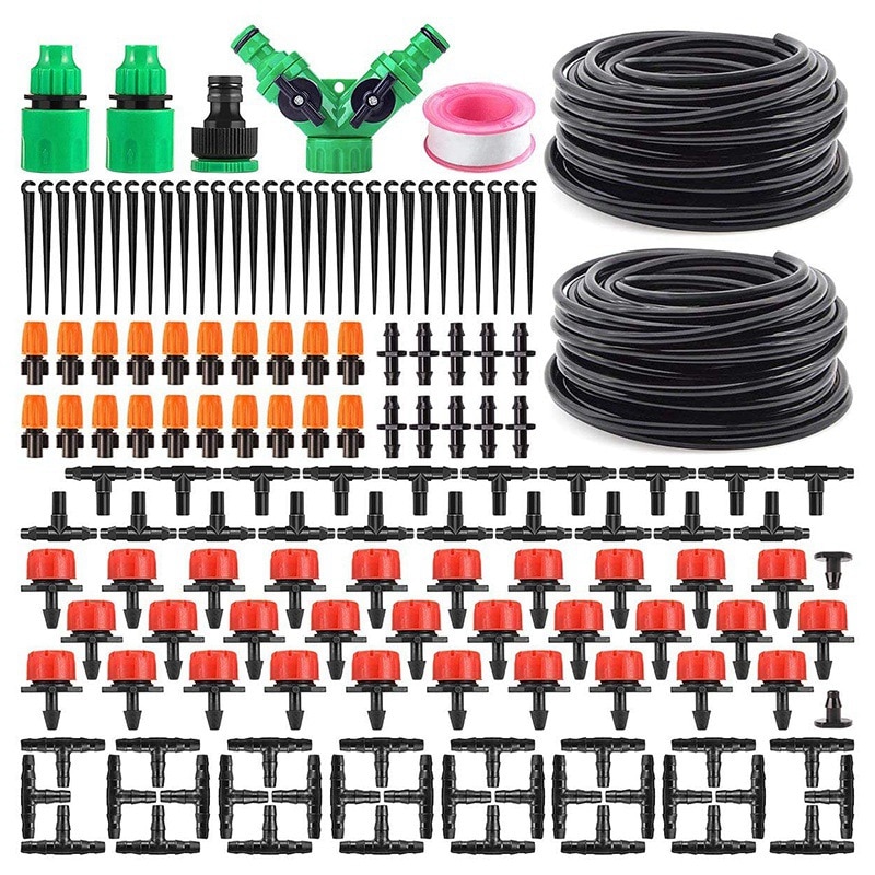 MQJIAZHI Irrigatiesysteem, 65 m 10 m, automatische irrigatie, 315 stuks tuinirrigatie, automatische druppelirrigatie voor landschap, bloembed en terrasplanten