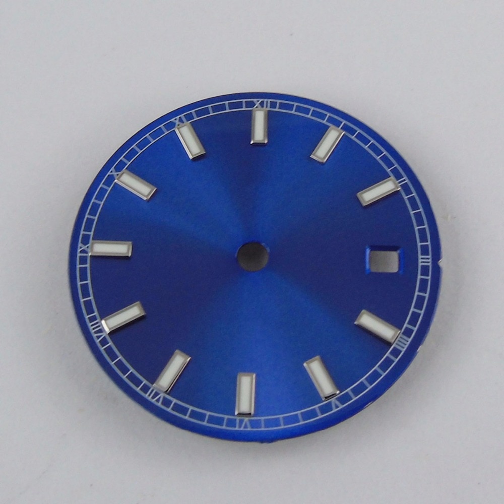 BLIGER 29mm Blue Dial Horloge Gezicht Auto Datum Venster Horloge Dial Fit Voor Automatisch Uurwerk Horloge