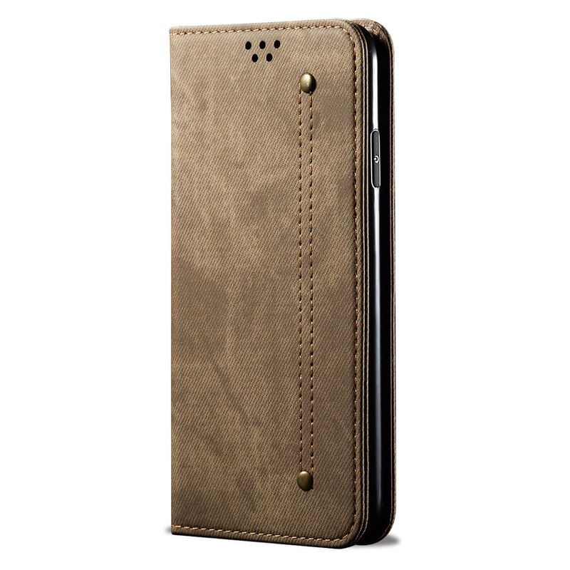 Voor Xiaomi Mi Poco X3 Gt Wallet Case Magnetische Boek Folio Flip Cover Voor Poko X3 Gt Denim Lederen Tassen kickstand Kaarthouder: Khaki