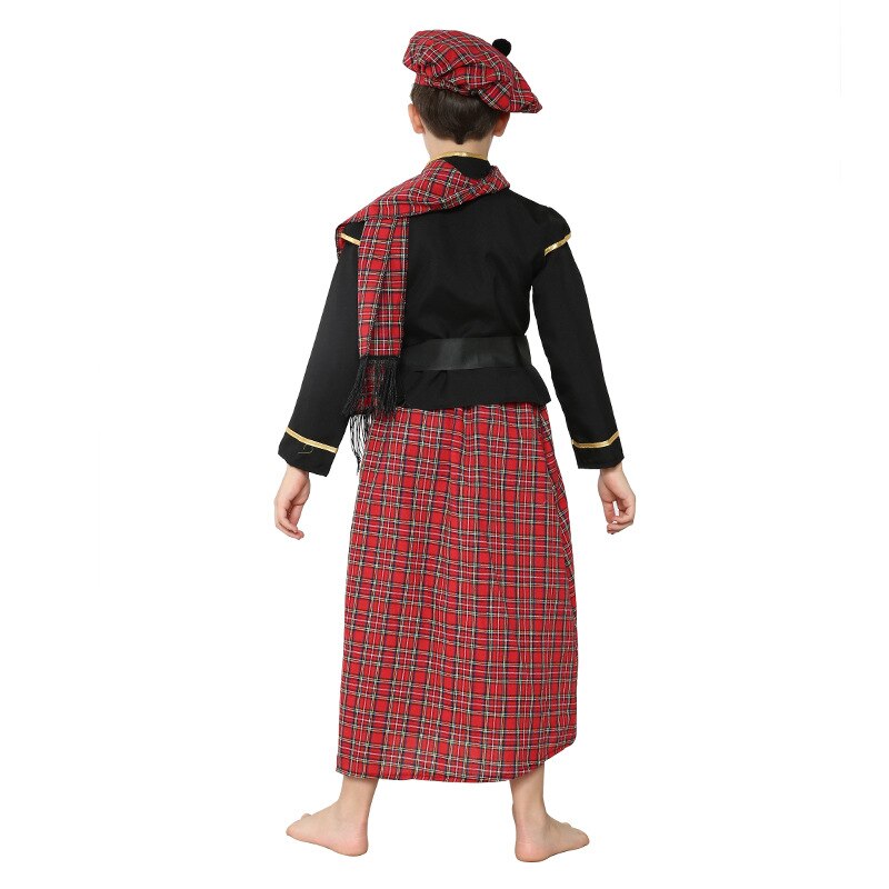 2020nuovo Tradizionale Scozzese Ragazzo costume per I Bambini tartan Abbigliamento di Halloween Carnevale Partito Prestazioni Mostra Nazionale Della Dogana