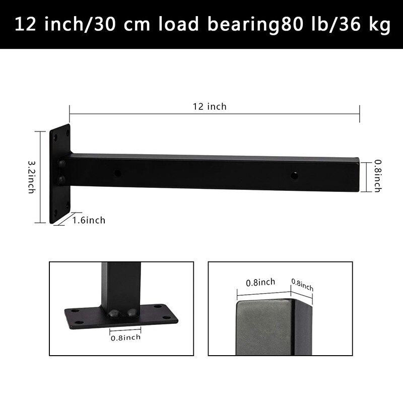 Zwart Ijzer Plank Beugel 12 Inch, Diy Open Rekken Industriële Art Stijl Muurbeugel 2 Stuks Inclusief Hardware