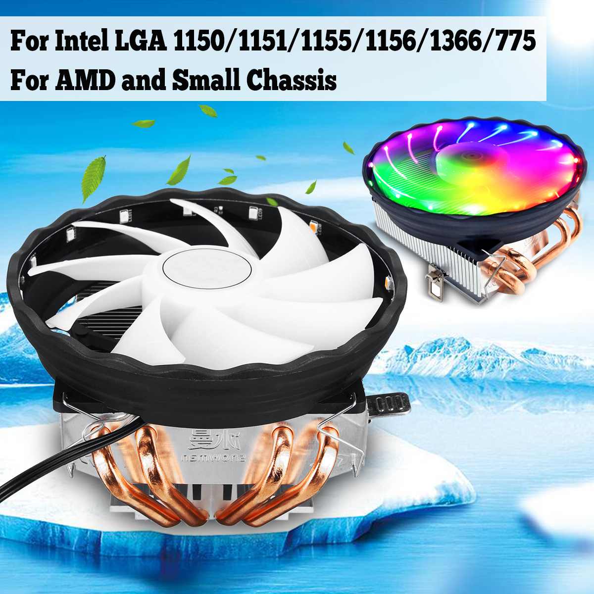 3pin/4pin Cpu Cooler Fan 4 Heatpipes Cooling Fan Heatsink Koeler Queit Fan Voor Intel 775/1150/ 1151/1155/1156/1366 Amd: 3pin colorful fan