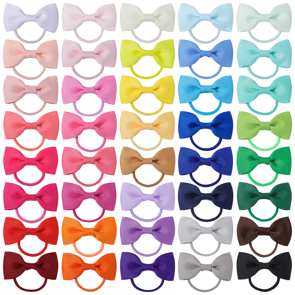 20 unids/lote Mini lazos para el cabello de Color sólido, banda elástica para el cabello para niñas, diadema, cinta de grogrén, accesorios para el cabello para niños
