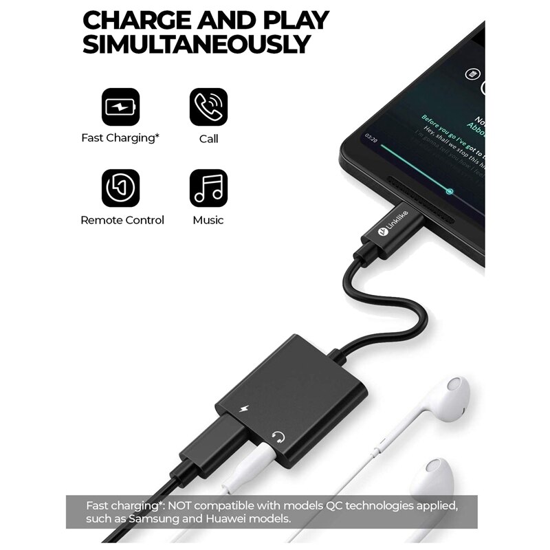 2 in 1 usb c  to 3.5mm kuulokesovitin, pd pikalataus, korkearesoluutioinen ääni, yhteensopiva google pixel 4/4 xl/3/3 xl/2/2 xl, for ga:n kanssa