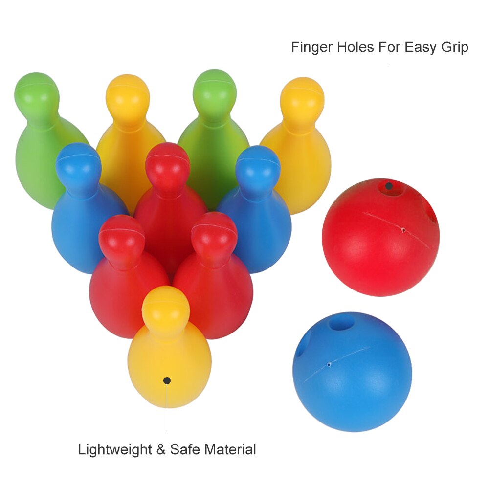 Juego de bolos para niños, 2 uds., bolas de bolos, 10 Uds., broches para interior y exterior, juegos de bolos, gran para niños y niñas