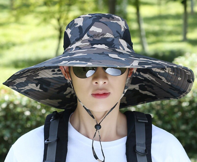 Fishing Hat Man Spring Summer Sun Protection UV Protection Breathable Wide Brim Hat For Fishing And Recreation Sun Cap: 7