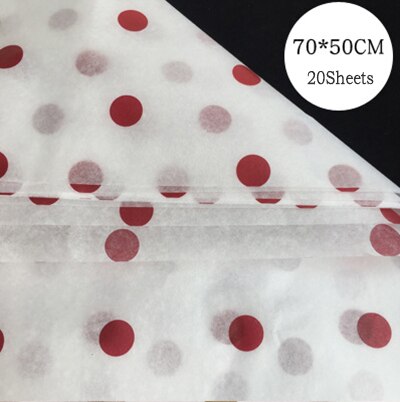 20 stk 50 x 70cm blomsterindpakningspapir stor prik farverigt tryk silkepapir indpakningspapir blomsterindpakningsmateriale: Rød-prik-hvid