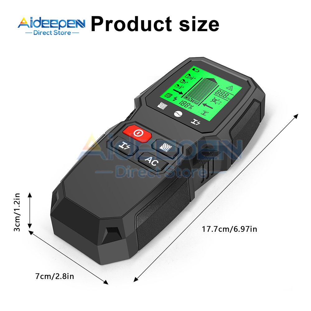 HW-QB6 Wall Stud Finder Sensor Wandscanner 5-in-1 LCD Elektronische detector Edge Center Houtstroom Metaal Live Draden Detectie