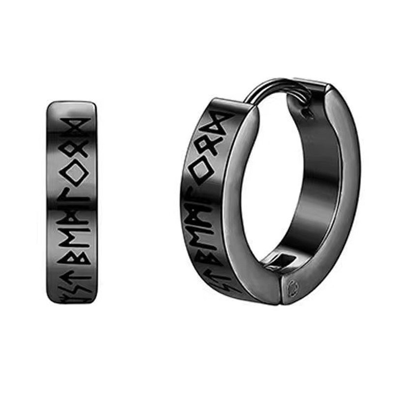 2/4 Uds. Pendientes de aro de runas vikingas norueguesas de 12mm para hombres y mujeres, joyería de Piercing de oreja religiosa de aro Huggie de acero inoxidable 316L: Color dorado
