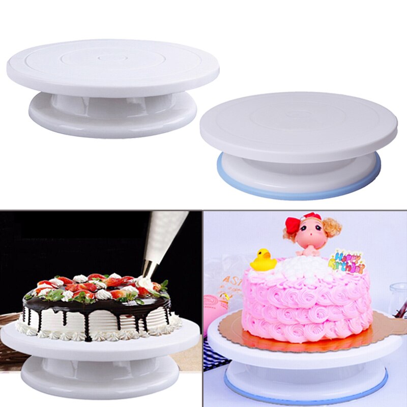 Plastic Cake Plate Turntable Rotating Anti-skid Cake Stand Cake Decorating Rotaring Table Cake Spatula DIY Baking Kitchen Tool