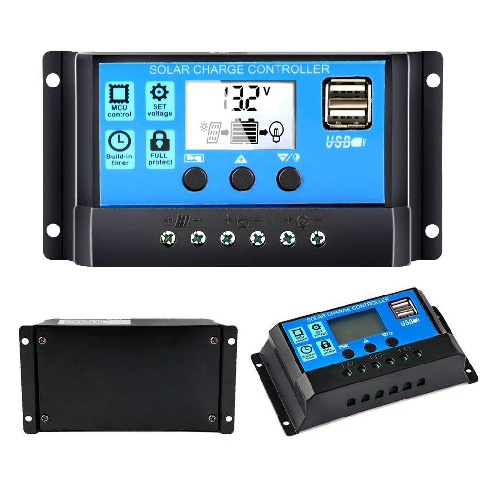 Solar Mppt 10A Solar Pwm Charger Controller Dual Usb Lcd Display 12V 24V Zonnepaneel Accu Laadregelaar controllers