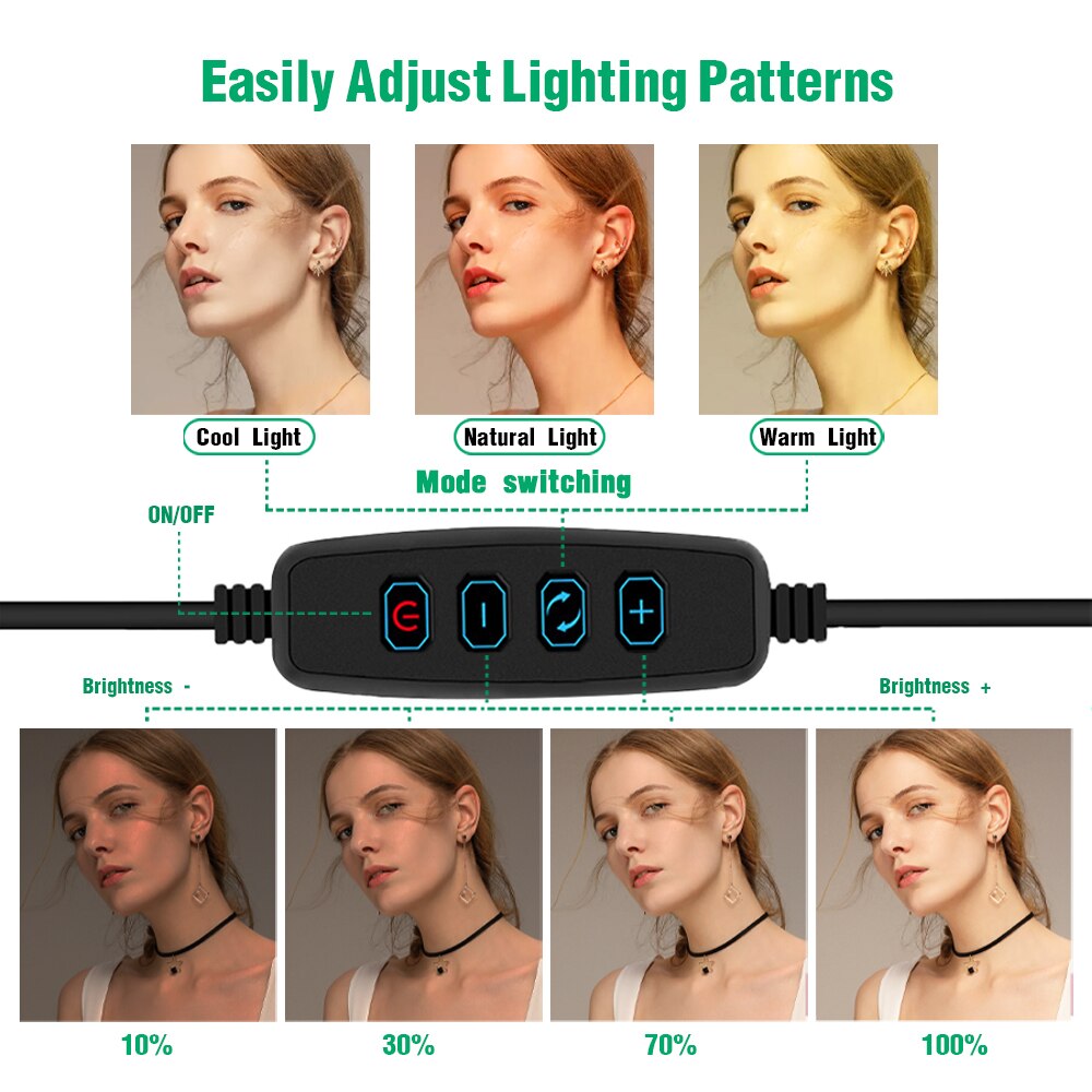 Selfie Ring Lamp LED Ring Light Selfie For Ring Phone Photography Lighting Camera Tripod Kit Photo Equipment Black And Silver