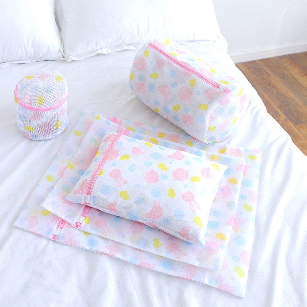 Printing Zippered Mesh Laundry Bag Polyester Laundry Wash Bags Coarse Net Laundry Basket for Washing Machines Mesh Bra Bag