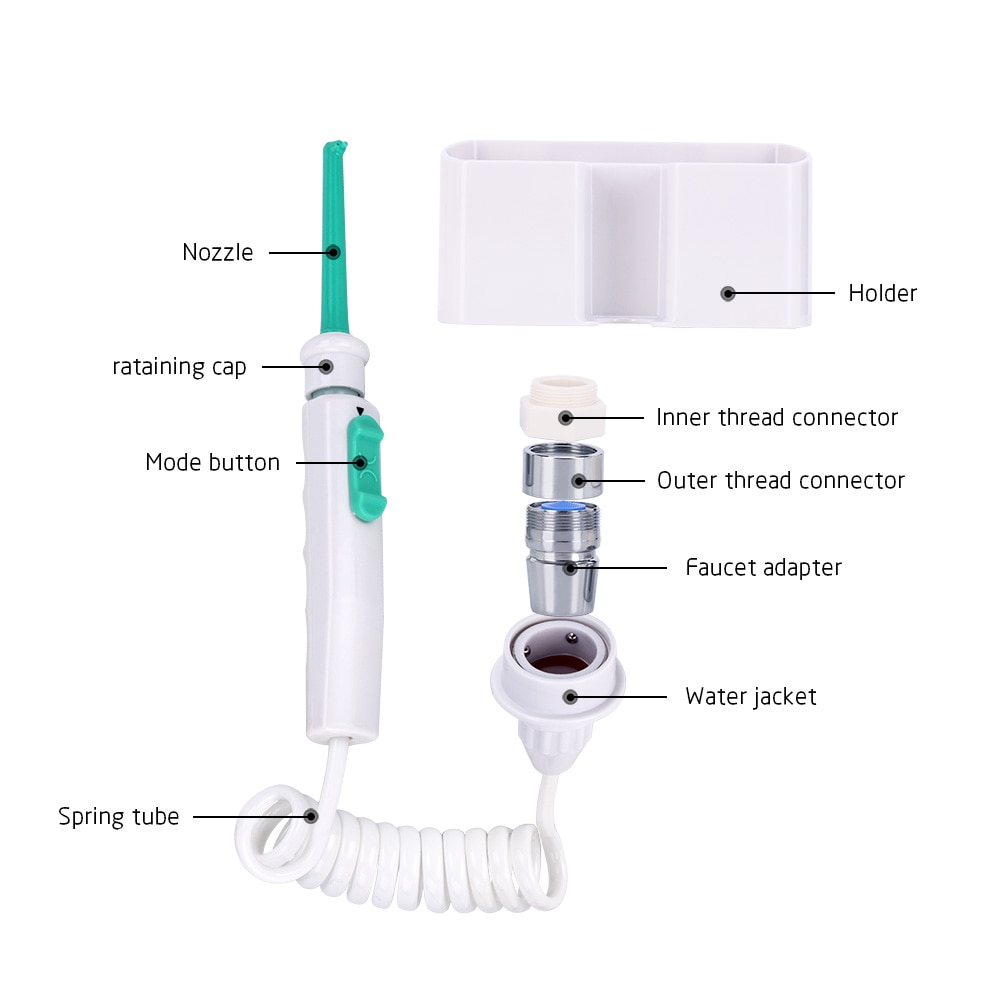 Azdent 6 dyser vandhane oral vanding vand tandtråd bærbar enkelt flere vandstråle spa oral vanding tænderensere