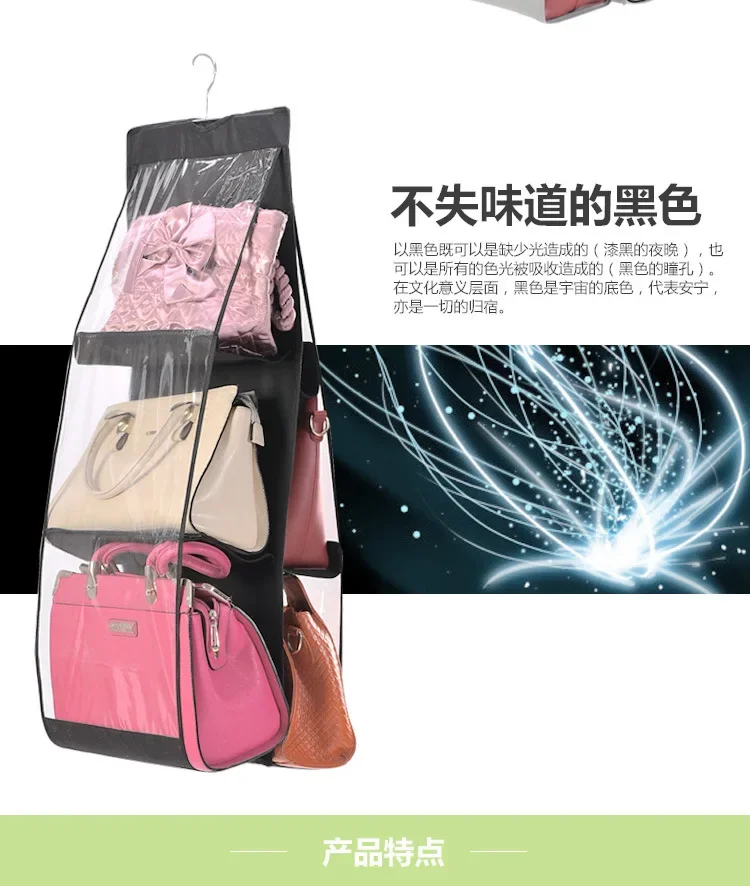 Handtaschen-Organizer zum Aufhängen, Geldbörsen-Organizer für Schrank-Organizer, Taschenaufbewahrung, Kleiderbügel, Oxford-Stoff, Schranktaschen-Organizer: Black