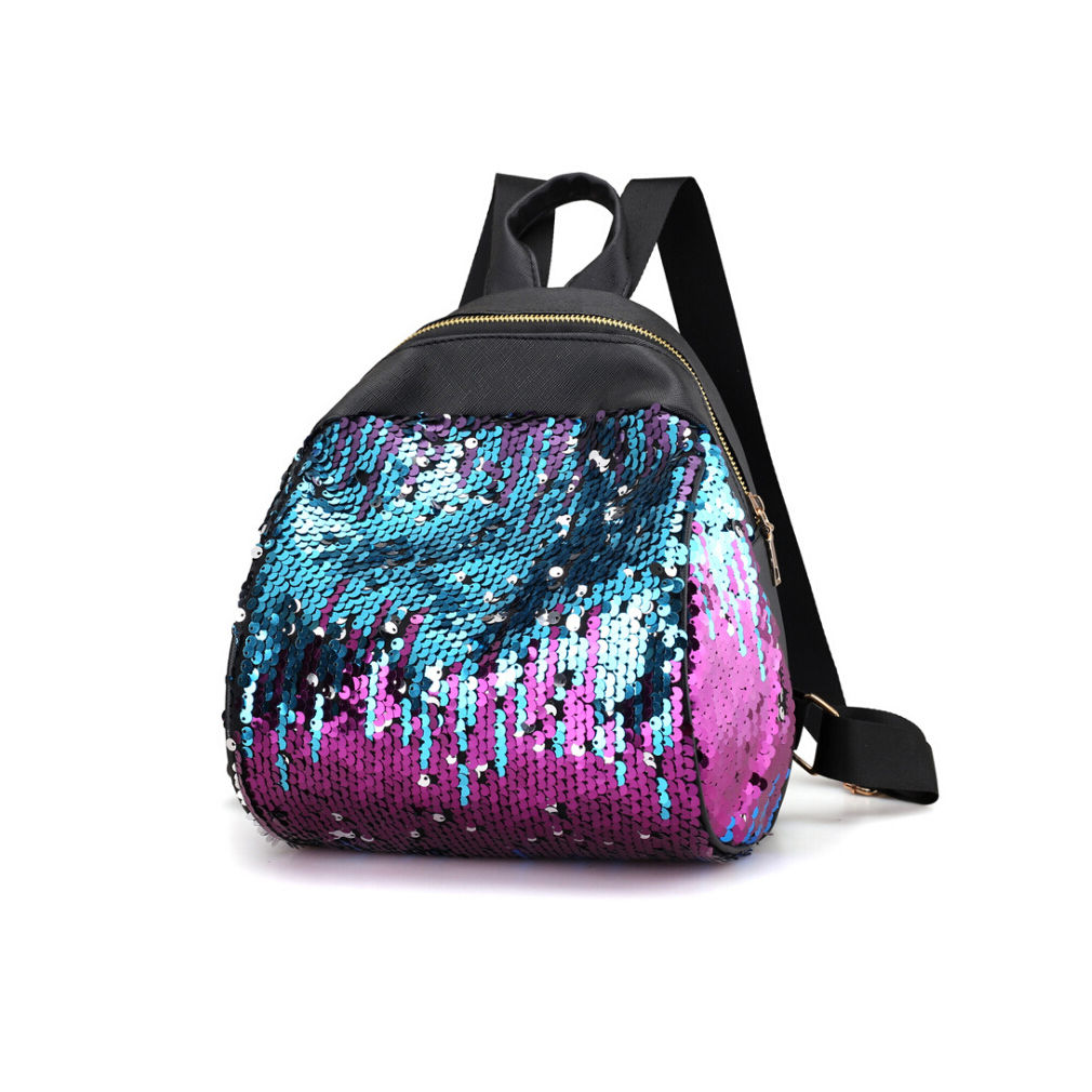 Femmes fille sac à dos argent rose brillant paillettes sac à dos adolescentes femme coréenne tendance personnalité sac d'école sac à dos: blue